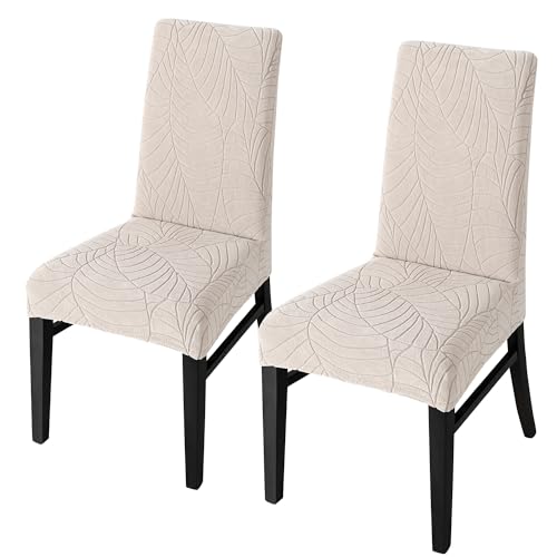 SHENGYIJING Stretch Set of 2 or 4 or 6 Waterproof Dining Chair Covers for Dining Room, Removable and Washable Chair Protector Seat Covers for Hotel, Wedding, Kitchen (Sand1,2 Stück) von SHENGYIJING