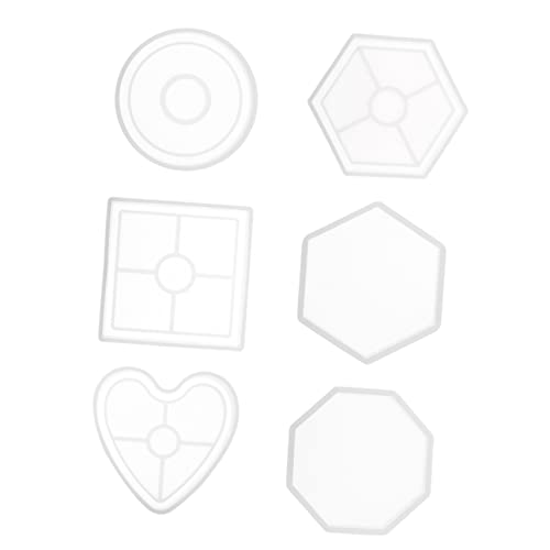SHINEOFI 6 Stück Untersetzer Form DIY Requisiten Handgefertigtes Werkzeug Silikonformen Weiße Formen Tassenmatte Kristallform DIY Formen Handgemachte Form Bastelformen von SHINEOFI