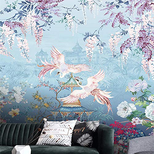 Benutzerdefinierte Wandbild Tapete im chinesischen Stil handbemalte Blumen und Vögel Ölgemälde Fresken Wohnzimmer Studie 200cm (L) × 140 cm (H) von SHINERING