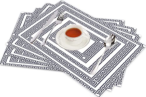 Tischsets für Esszimmer Küche Tisch 4er Set,Griechenland mit griechischem Mäander-Stil-Muster Griechische mediterrane Grenze Ethnisch,Hitzebeständig Tischmatte Home Dekoration Abwaschbar Platzset von SHIVNAMI