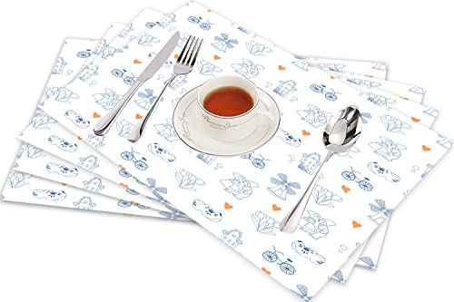 Tischsets für Esszimmer Küche Tisch 4er Set,Holländisch, traditionelle holländische Kultur,Hitzebeständig Tischmatte Home Dekoration Abwaschbar Platzset von SHIVNAMI