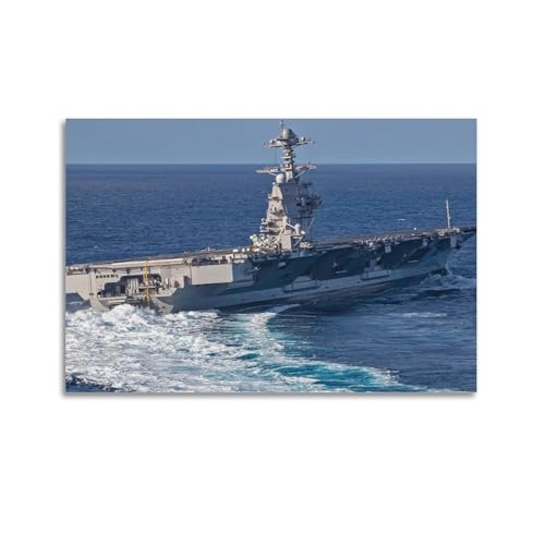 SHJNGU Poster mit amerikanischem Flugzeugträger USS Gerald R. Ford CVN-78, dekoratives Gemälde, Leinwand, Wandposter und Kunstdruck, moderne Familienschlafzimmer-Dekoration, Poster, 60 x 90 cm von SHJNGU