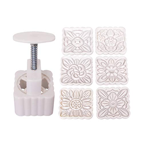 150 g Form, 6 quadratische Blumen-Stempel, Handpresse, Mondkuchen, Gebäck, Gebäck-Set von SHOOYIO