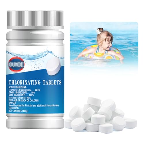 Chlor Pool Tabletten, Multifunktionstabletten Pool, Chlortabletten für Pool 5 in 1, Langsamlösliche 100g Chlortabletten für Pool, Qualität - Einfache, Sichere und Effiziente Poolpflege von SHOWHEEL