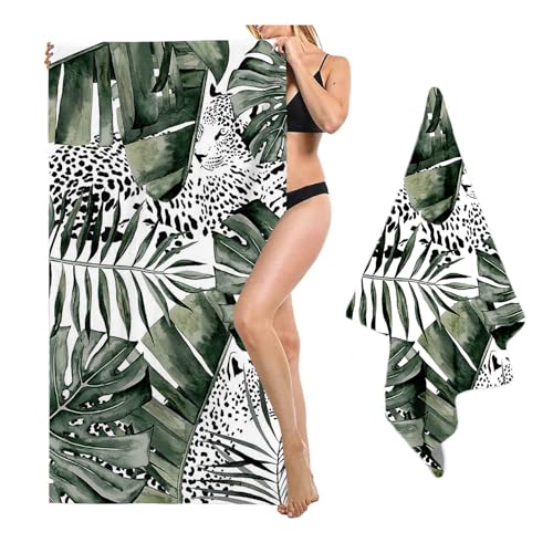 SHROUDEX Palmblatt Strandtuch 90x180 cm Tropical Pflanzen Mikrofaser Strandtuch Badetuch Strandlaken Handtücher Für Bad Schwimmen Camping Yoga (40x80cm,10) von SHROUDEX