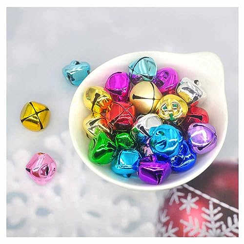 SHTGOI 50 Stück Kleine Glocken Metallglöckchen mit Öse zum Basteln Bunte Bastelglocken Glöckchen Schellen Kreuzschellen Glöckchen für Handwerk Schmuck Weihnachten Deko Haustier Glocken 20mm von SHTGOI