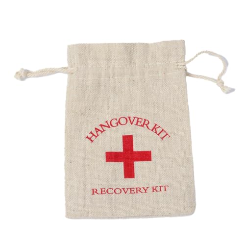 SHTGOI Hangover Kit Bag Kordelzug Jutesäckchen Baumwollbeutel Leinenbeutel Baumwolle Bedruckt Klein Geschenktüten Wiederverwendbare Weihnachten Sackleinen Süßigkeiten Geschenkbeutel von SHTGOI