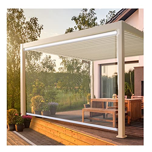 SHUDONGDEN Transparentes Wasserdichtes Rollo,Transparent Wasserdichtes Roll-Up-Rollo,Outdoor-Balkon-Terrassen-Tür Durchsichtige Rollos, PVC-Kunststoff-Regenschutz-Fenster-Rollos,160x250cm/62.9x98.4in von SHUDONGDEN