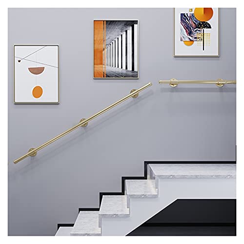 Gold-Handlauf für Treppen, komplettes Set, 1,5–19,5 Fuß langes Treppengeländer aus Metall für ältere Menschen/Kinder/Behinderte/schwangere Frauen, einfach zu installieren (Farbe: Gold, Größe: 380 cm von SIBEG
