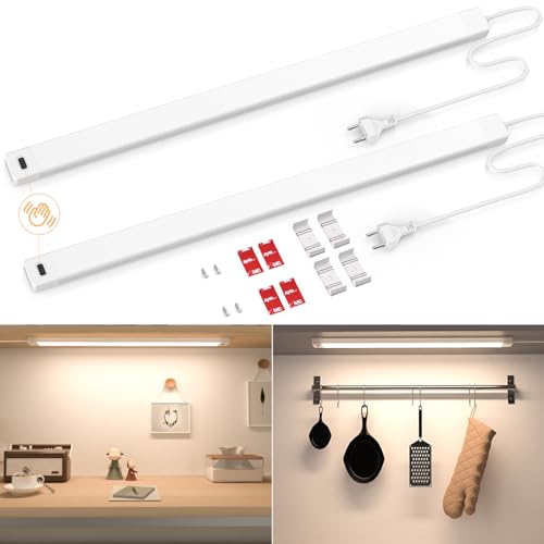 SIBI Unterbauleuchte Led Dimmbar, 2Stück 41cm Neutralweiß Schranklicht mit Berührungsloser Sensor, Küchenlampe Unterschrank Beleuchtung Led Leiste für Schrank,Regale,Werkbank, 473lm, 4000K von SIBI LIGHTING