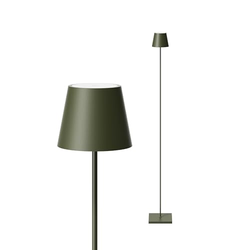 SIGOR Nuindie Stehleuchte - Dimmbare LED Akku-Stehlampe Indoor & Outdoor, IP54 spritzwassergeschützt, Höhe 120 cm, aufladbar mit Easy Connect, 12 h Leuchtdauer, tannengrün von SIGOR