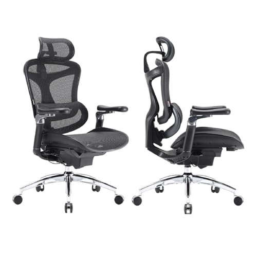 SIHOO Doro C300 Pro Ergonomischer Bürostuhl mit ultraweichen 6D-Armlehnen, dynamischer Lordosenstütze und Sitztiefenverstellung für das Home Office (Schwarz) von SIHOO