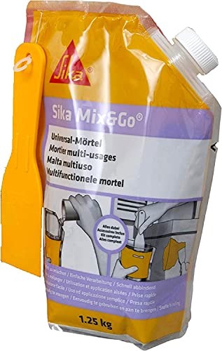 Sika – Reparaturmörtel – Sika Mix& Go Grau – für Reparaturarbeiten an Beton- und Mauerwerk – gebrauchsfertig – 1,25 kg von Sika
