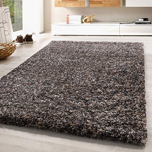 SIMPEX Teppich Wohnzimmer 280 x 370 cm Hochflor Teppich Taupe Moderne Einfarbig Meliert Design - Schlafzimmer Teppich Pflegeleicht Extra Weich Extra Flauschig - Carpet Living Room Deko von SIMPEX