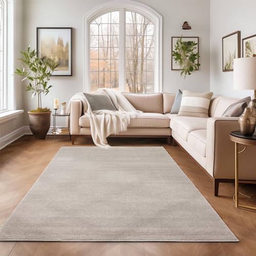 SIMPEX Kurzflor Teppich Wohnzimmer Creme Schlafzimmer Läufer Flur Esszimmer Küchenteppich Einfarbig Modernes Design 11 mm Florhöhe Flauschig Kuschelweich Größe: 140 x 200 cm von SIMPEX