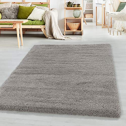 SIMPEX Teppich Wohnzimmer 80 x 150 cm Läufer Flur Hochflor Teppich Beige Moderne Einfarbig Design - Schlafzimmer Teppich Pflegeleicht Extra Weich Extra Flauschig - Carpet Living Room Deko von SIMPEX