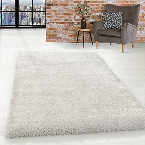 SIMPEX Teppich Wohnzimmer 80 x 250 cm Läufer Flur Hochflor Teppich Natur Moderne Einfarbig Design - Schlafzimmer Teppich Pflegeleicht Extra Weich Extra Flauschig - Carpet Living Room Deko von SIMPEX