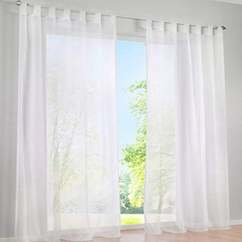 SIMPVALE 2 Stücks Voile Vorhänge zu Gürtelschlaufe transparent Vorhänge Fenster Balkon aus,Weiß,140x260cm von SIMPVALE