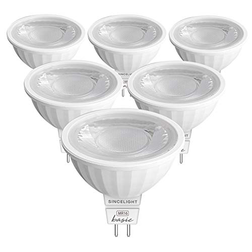 SINCELIGHT MR16 12V LED Spot Reflektorlampe Ø50mm mit GU5.3-Sockel, 6W, 500 Lumen Ersetzt 50 Watt Halogenlampen, Farbwiedergabeindex RA≈92, Neutralweiß 4000K, 38°Ausstrahlungswinkel, 6er-Pack SINCELIGHT MR16 12V LED Spot Reflektorlampe Ø50mm mit GU5.3-Sockel, 6W, 500 Lumen Ersetzt 50 Watt Halogenlampen, Farbwiedergabeindex RA≈92, Neutralweiß 4000K, 38°Ausstrahlungswinkel, 6er-Pack von SINCELIGHT