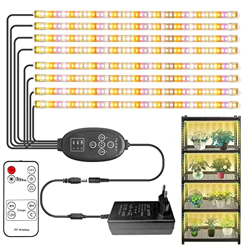 [8 Pack] LED Pflanzenwachstumslichtstreifen Vollspektrum für Zimmerpflanzen mit Auto ON/Off Timer, 384 LEDs / 10 dimmbare Stufen, Grow Lampe für Hydrokultur Sukkulent, Plug and Play von SINJIAlight