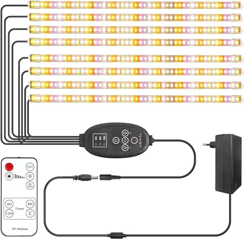 SINJIAlight LED Pflanzenlampe,Pflanzenlicht Streifen,Vollspektrum Pflanzenlicht mit automatischem Timer 4/8/12 Std.10 dimmbar, 8 Beleuchtungsmodi mit Fernbedienung für Zimmerpflanzen(384 LEDs) von SINJIAlight