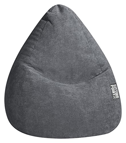 SITTING POINT only by MAGMA Sitzsack ALFA Velours anthrazit XXL ca. 300L von Sitting Point