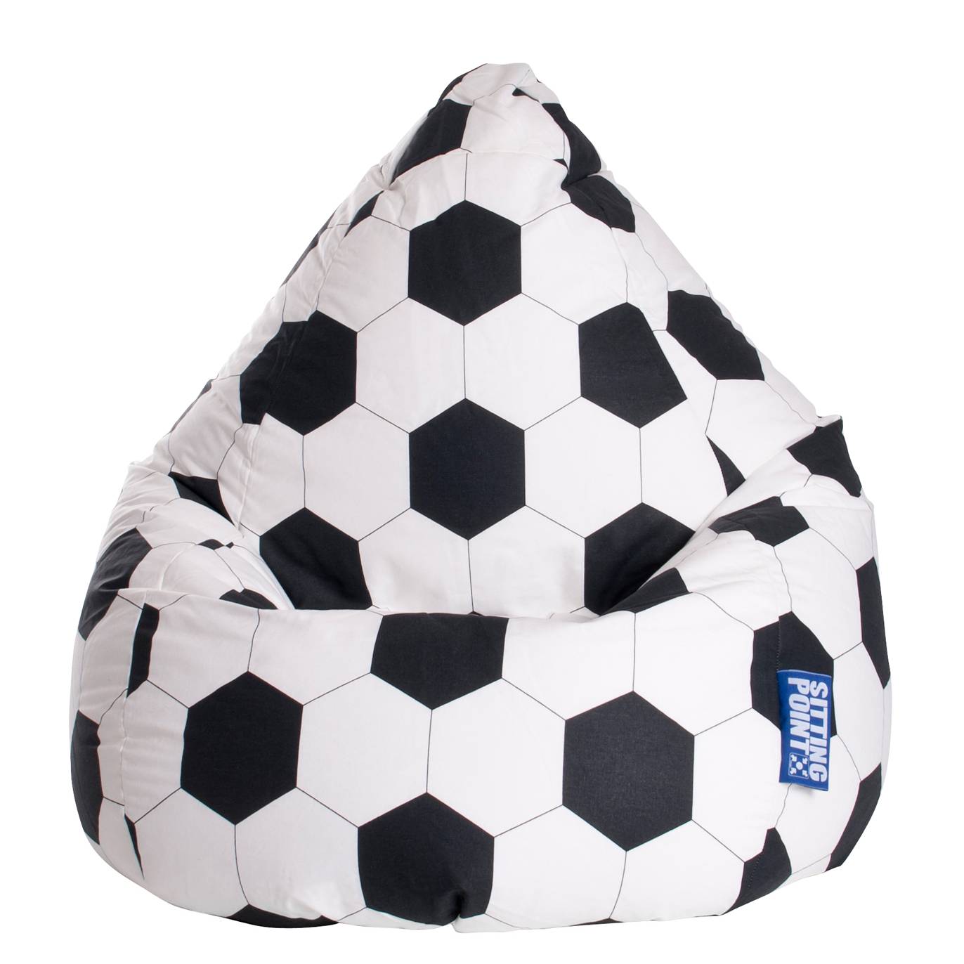 SITTING POINT Sitzsack Bean Bag Fussball Weiß/Schwarz Baumwollstoff 70x90x70 cm (BxHxT) von SITTING POINT