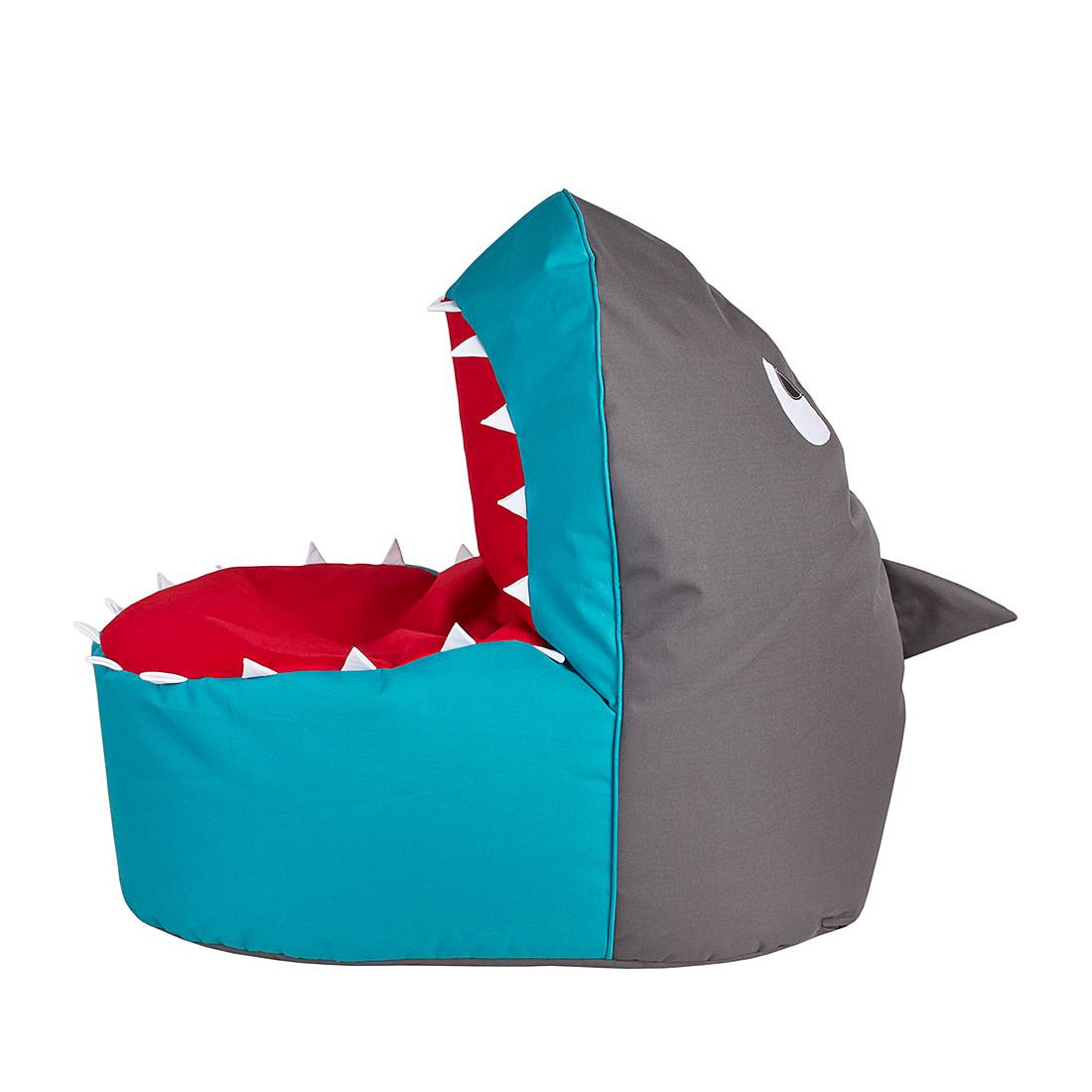 SITTING POINT Sitzsack Shark Brava Grau/Türkis Webstoff 90x60x80 cm (BxHxT) von SITTING POINT