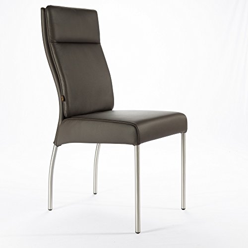 Lederstuhl Stuhl Gatto Rindsleder | Besucherstuhl Leder Stuhl Stühle Braun von SIX