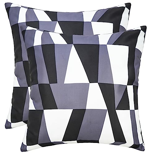 SK Studio Outdoor Kissenbezug, 2 Stück Wasserdicht Kissenhülle UV Schutz Zierkissenbezug aus Polyster für Garten Sofa Wohnzimmer Bett Schwarz-Weiss, 45x45cm von SK Studio