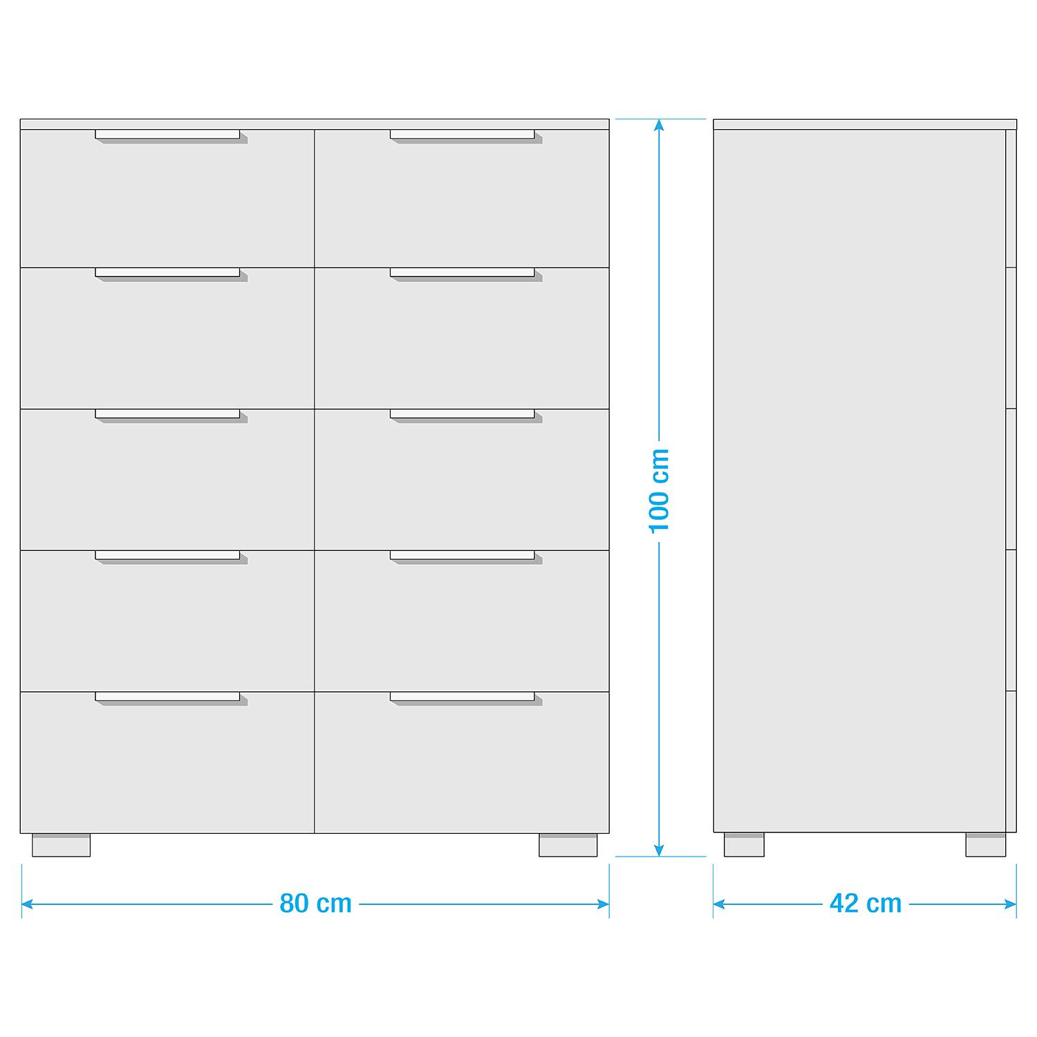 home24 Kommode x10 80 x 100 x 42cm Weiß/Hochglanz Weiß/Eiche Artisan Dekor Aluminium home24 Kommode x10 80 x 100 x 42cm Weiß/Hochglanz Weiß/Eiche Artisan Dekor Aluminium von home24