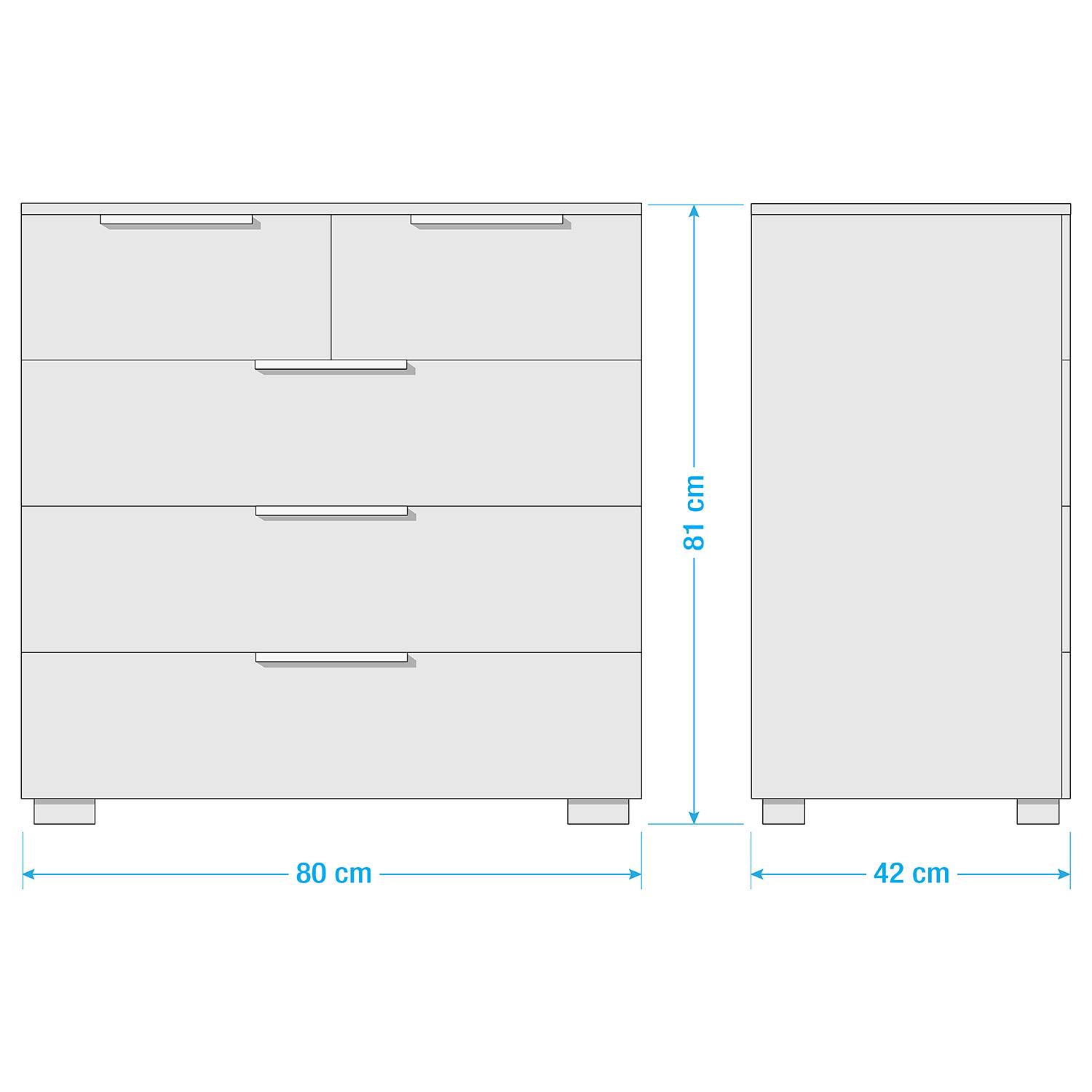 home24 Kommode x3+2 80 x 81 x 42cm Weiß/Hochglanz Weiß/Seidengrau Aluminium home24 Kommode x3+2 80 x 81 x 42cm Weiß/Hochglanz Weiß/Seidengrau Aluminium von home24