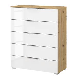 home24 Kommode x5 80cm Weiß/Hochglanz Weiß/Eiche Artisan Dekor Aluminium home24 Kommode x5 80cm Weiß/Hochglanz Weiß/Eiche Artisan Dekor Aluminium von home24