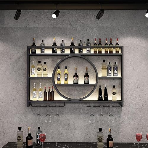 SKORDO Modernes Weinregal aus Metall, Wandmontage, Bar-Einheit, schwebende Regale, Weinregale, Glasregal, Eisen-Display-Ständer, Weinhalter mit Regalen, für Zuhause, Restaurant, Bars von SKORDO