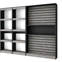 Skraut Home - Bücherregal Bibliothek, Bookshelf, Bookcase, 230x186x25cm, Wohnzimmer, Esszimmer, Büro, Aufbewahrungsregal, Moderner Stil, Zement von SKRAUT HOME