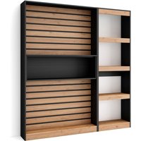 Bücherregal Bibliothek Bookshelf, Bookcase 170x186x25cm Wohnzimmer, Esszimmer, Büro Aufbewahrungsregal Moderner Stil Eiche Schwarz - Eiche Schwarz von SKRAUT HOME