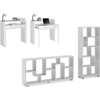 Set Ausziehbarer Schreibtisch - weißes Bücherregal- Schreibtisch 98,6x86,9x36- 70cm Bücherregal: 68,5x161x25cm - weiss - Skraut Home von SKRAUT HOME