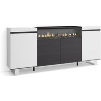 Skraut Home - Sideboard, Highboard, Kommode, Komodenschrank, 200x87x35cm, 4 Türen, Elektrokamin. Maße, Industriedesign, Moderner Stil, Weiß und von SKRAUT HOME