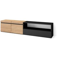 TV-Schrank, Lowboard für Wohnzimmer und Esszimmer 200x45x35cm Für TV-Geräte bis zu 80 Fernsehtisch Moderner Stil Eiche Schwarz - Eiche Schwarz von SKRAUT HOME