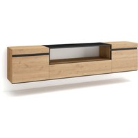 TV-Schrank, Lowboard, für Wohnzimmer und Esszimmer, 200x45x35cm, Für TV-Geräte bis zu 80', Hängend, Moderner Stil, Eiche Schwarz - Skraut Home von SKRAUT HOME