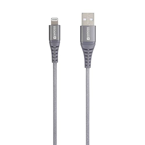 Skross USB-Kabel USB 2.0 USB-A Stecker 1.20m Grau Rund, Flexibel, Stoff-Ummantelung SKCA0011A-MFI120 von SKROSS