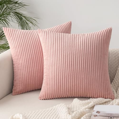 SLOZZI 2er Set Kordsamt Kissenbezug Rosa 40x40cm Kissenbezüge Kissenhülle Sofakissen Dekokissenbezug Couchkissen Weich für Sofa Schlafzimmer Wohnzimmer Balkon von SLOZZI