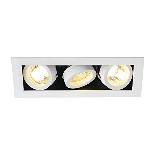 SLV LED Einbauleuchte KADUX, dreh- und schwenkbar | Dimmbare Deckenleuchte, Innen-Beleuchtung | LED Spots, Fluter, Deckenstrahler, Decken-Spots, Einbau-Strahler | 3-flammig, GU10 QPAR51 Weiß von SLV