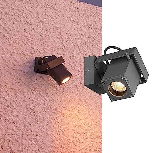 SLV Wand- und Deckenaufbauleuchte THEO BRACKET CW / Beleuchtung für Wände, Wege, Eingänge, LED Spot außen, Aufbau-Leuchte Outdoor, Gartenlampe, Decken-Strahler / GU10 IP65 7.0W anthrazit von SLV