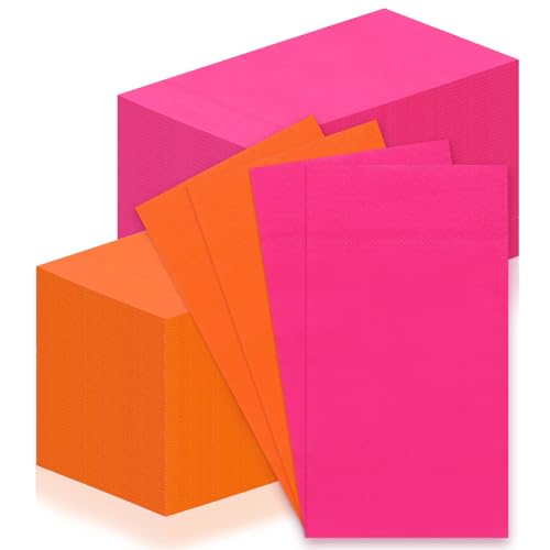 Papierservietten, 120 Stück, hellrosa, rosa und orange, 10 x 20 cm, orangefarbene Hochzeitsservietten, Einweg-Servietten für Tequila, Sonnenaufgang, Junggesellinnenabschied, Feier, Babyparty, von SMAODSGN