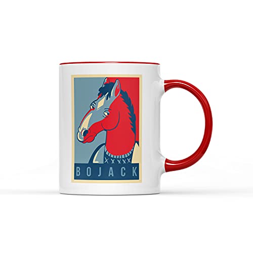 BoJack TV-Serie Horseman Head Tasse – Keramik Kaffee Tee heiße Getränke Tasse Geschenk (roter Griff) von SmartyPants