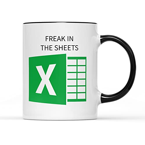 SMARTYPANTS Freak in The Sheets Tasse mit schwarzem Griff, für Tee, Kaffee, lustiger Witz, Wortspiel, Humor, Excel, Tabellenkalkulation, Computer, Geek Nerd, IT, Küchendekoration, Geschenke, Geschenke von SMARTYPANTS