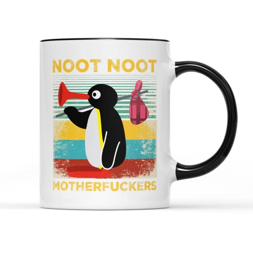 SMARTYPANTS Noot Noot Motherf*ckers Tasse – lustige Tasse mit Pinguin-Zitat (schwarzer Griff Prime) von SMARTYPANTS