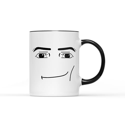 SMARTYPANTS Roblox Tasse mit Manngesicht – lustig, lustig, lustig, fröhlich, frech, Roblox, ultimatives virtuelles Universum, für Gamer, Tee, Kaffee, Geschenk (schwarzer Griff) von SMARTYPANTS