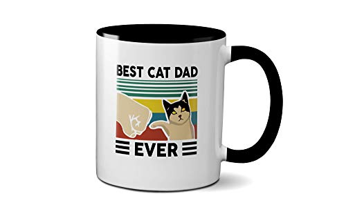 SMARTYPANTS Tasse mit Aufschrift "Best Cat Dad Ever" – Haustier, Kätzchen, Fauststoß, lustiges Geschenk, Geschenkidee, Kaffee, Tee, Keramikgriff, robuster Griff, spülmaschinen- und mikrowellengeeignet von SMARTYPANTS